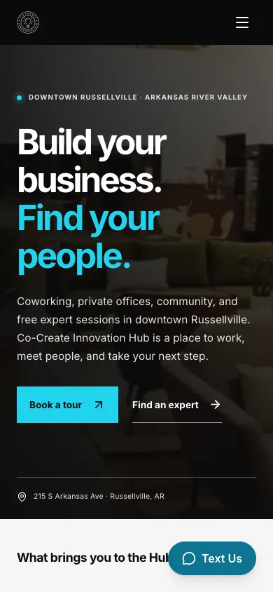 Co-Create Innovation Hub website on a phone