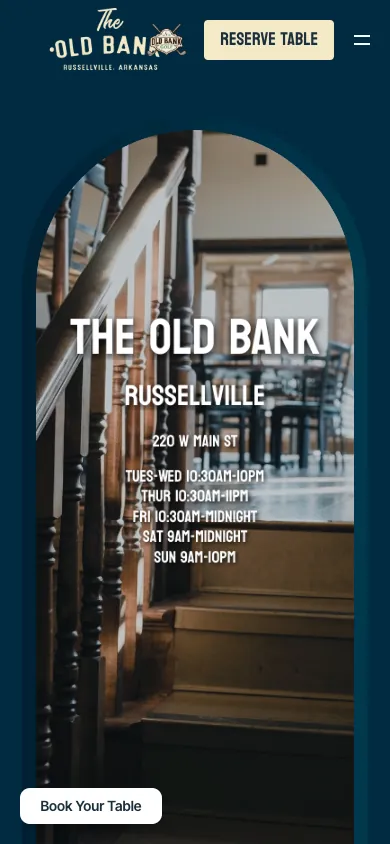 The Old Bank website on a phone